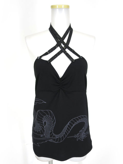 Qutie Frash 龍プリントクロスホルターキャミソール