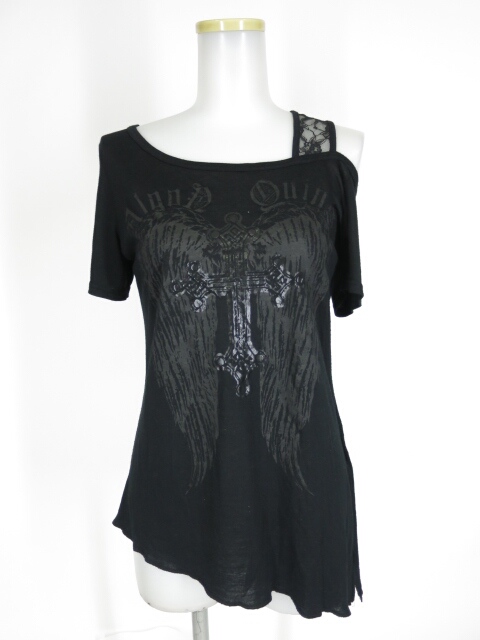 ALGONQUINS 羽根プリントアシンメトリー半袖カットソー