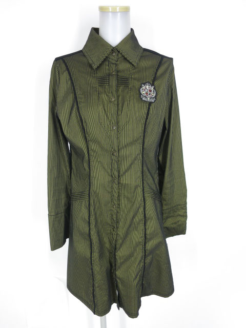 Rozen Kavalier エンブレムワッペン付きストライプシャツワンピース