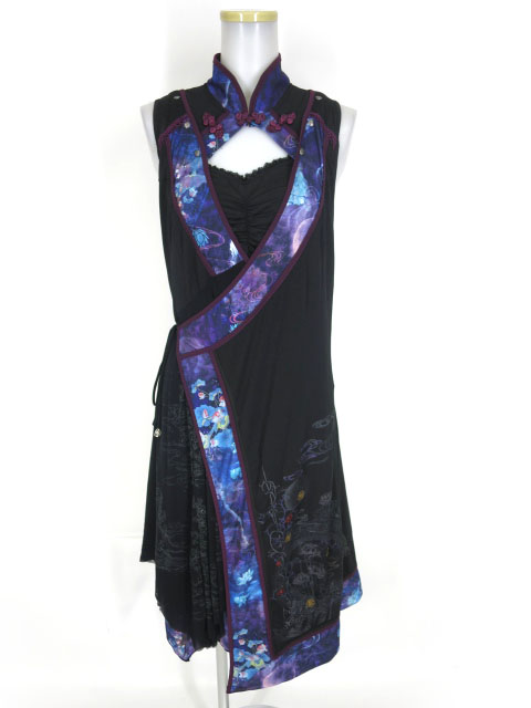 OZZ ONESTE カシュクール風和柄ノースリーブワンピース