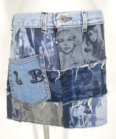 SEXY DYNAMITE フォト柄デニムパッチワークミニスカート