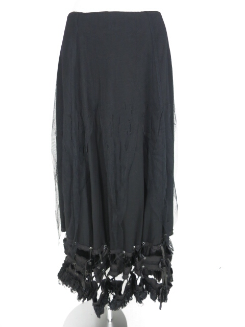 h.NAOTO Blood ダメージメッシュ重ねロングスカート