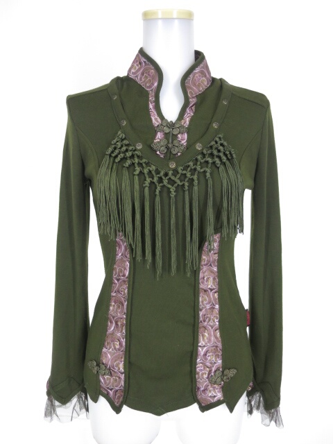 OZZ ONESTE フリンジ付きチャイナ長袖カットソー