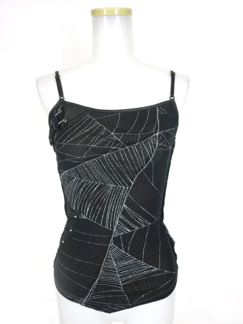 Ozz Croce 蜘蛛の巣刺繍メッシュチュールキャミソール