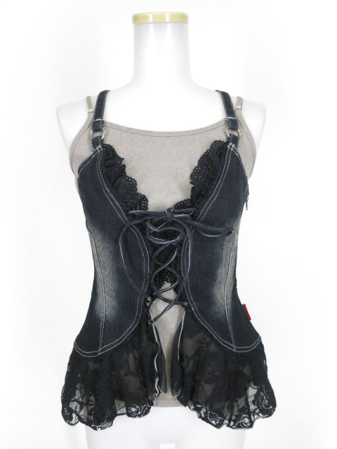 Ozz On hikozoh レース付きデニムビスチェ＆キャミソール