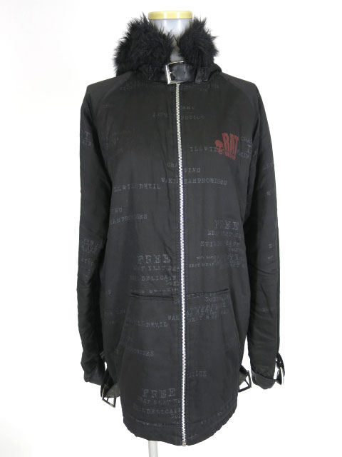 h.ANARCHY ファーフード付きジップアップコート