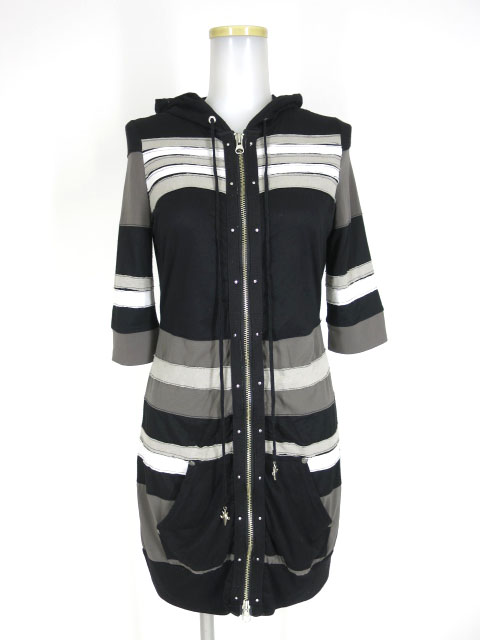 Ozz Croce 龍プリントボーダー切替ロングパーカー