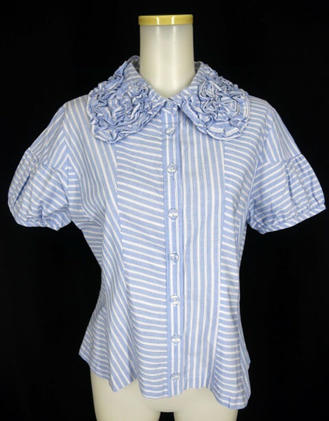 Jane Marple ストライプ半袖ブラウス