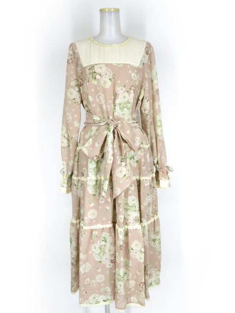 田園詩 花柄ティアードワンピース