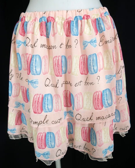 Emily Temple cute マカロンプリントシフォンスカート