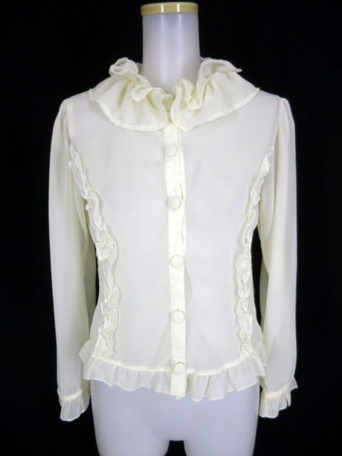 Metamorphose 背中シャーリングシフォンフリルブラウス