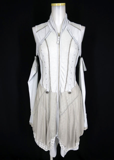 Ozz Croce アームカバー付きジップアップノースリーブワンピース