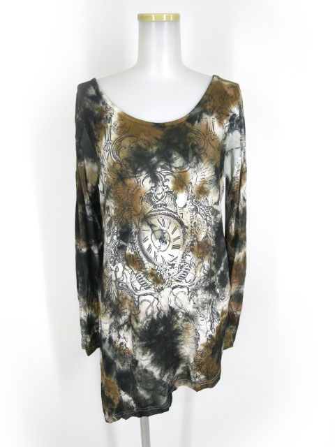 S.D.S NAOTO SEVEN むら染め柄アシンメトリー長袖カットソー