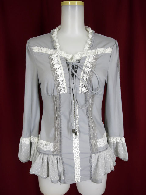 Ozz Croce 編み上げ付きフリル長袖カットソー