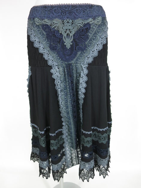 OZZ ANGELO レース付きロングスカート