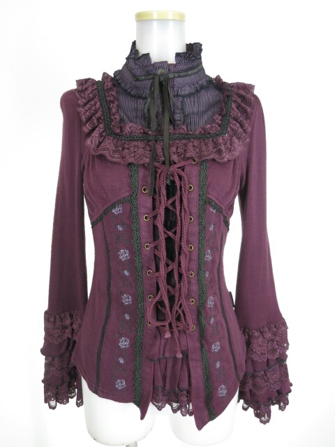 OZZ ONESTE 薔薇刺繍 姫袖ニットプルオーバー