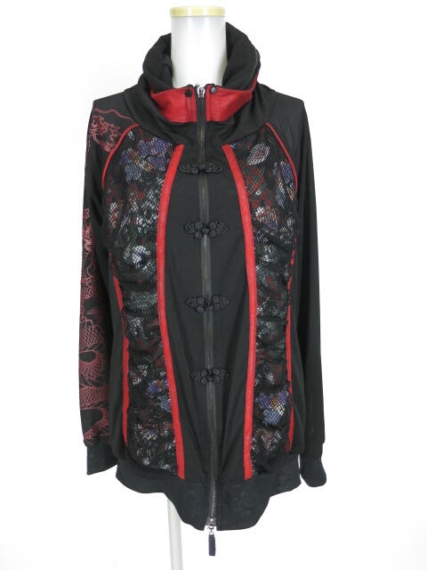 Qutie Frash 和柄切替ジップアップブルゾン