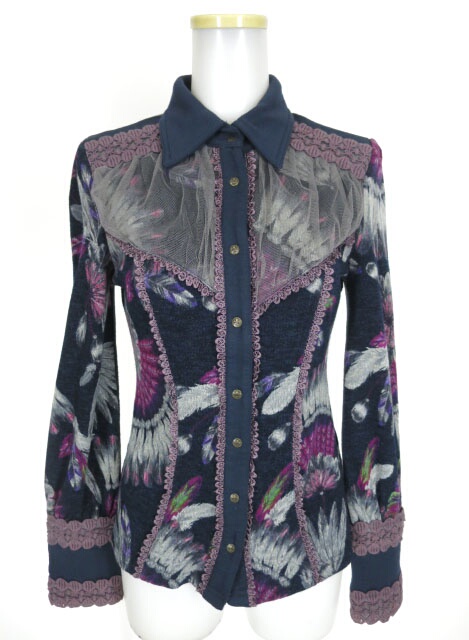 Rozen Kavalier 羽根柄ニットブラウス