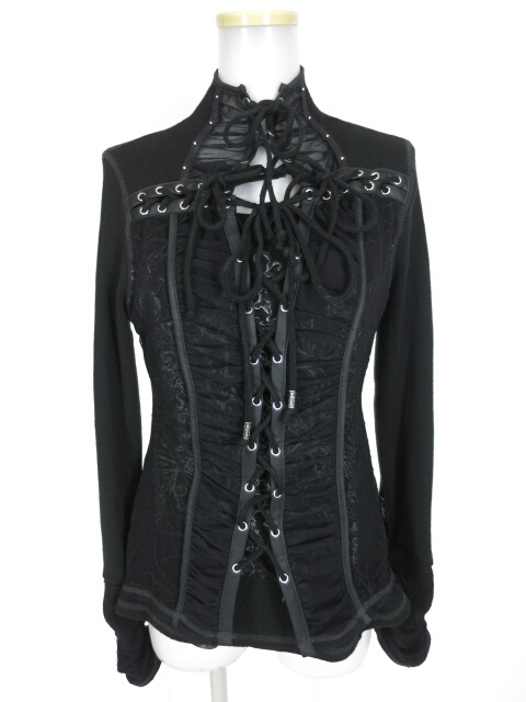 Ozz Croce 蜘蛛の巣レース重ねニットプルオーバー