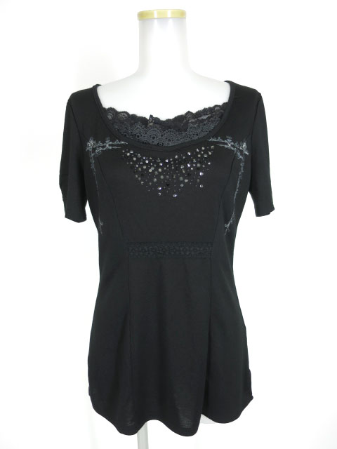 OZZ ANGELO ビジュースタッズ付き半袖カットソー