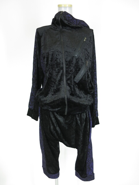 ALGONQUINS ヒョウ柄ニット切替ベロアジップパーカー＆サルエルパンツ セットアップ