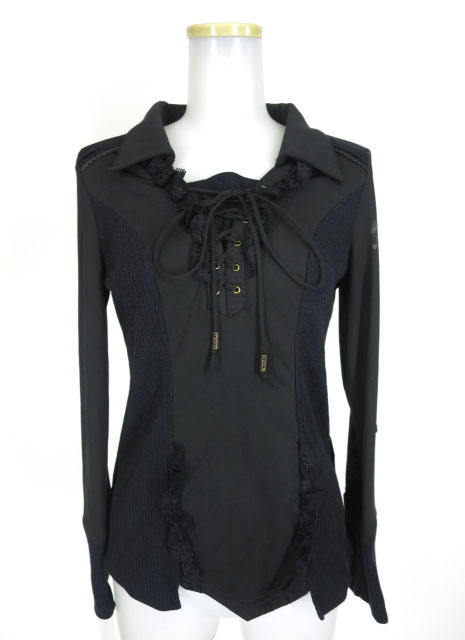 OZZ ANGELO 編み上げ付きリブ切替プルオーバー