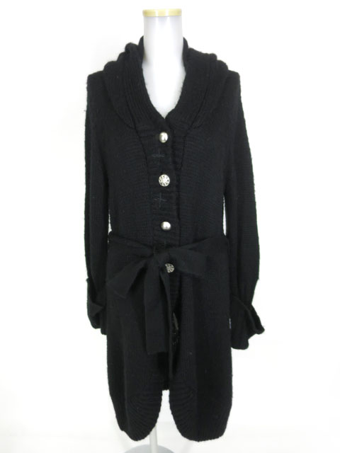 Ozz Croce フード付きニットロングカーディガン