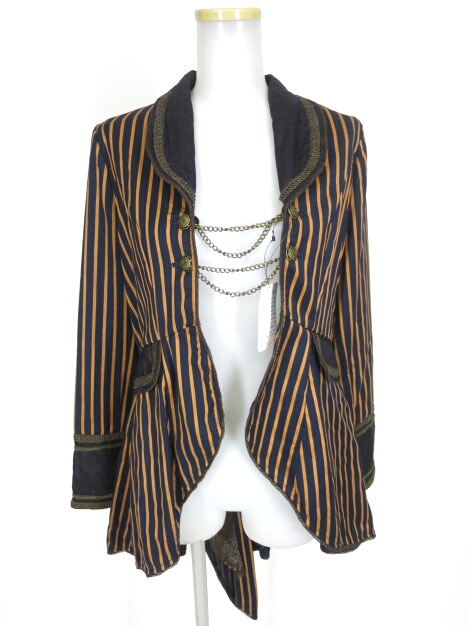 OZZ ONESTE ストライプ燕尾ロングジャケット