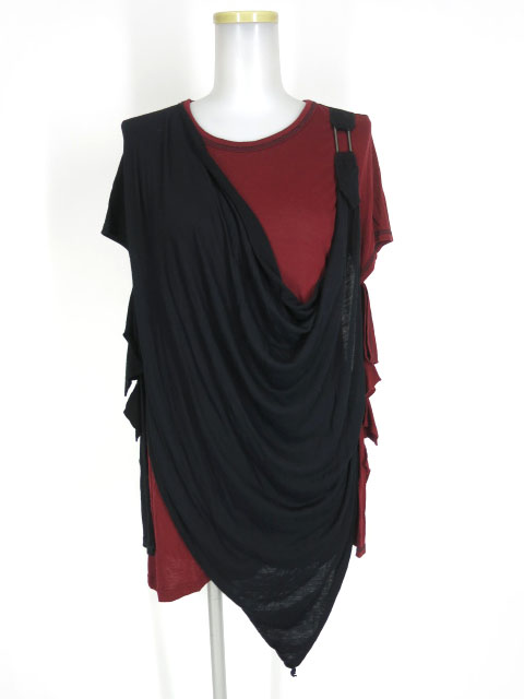 ALGONQUINS ダメージアーム付きフロントドレープロングプルオーバー