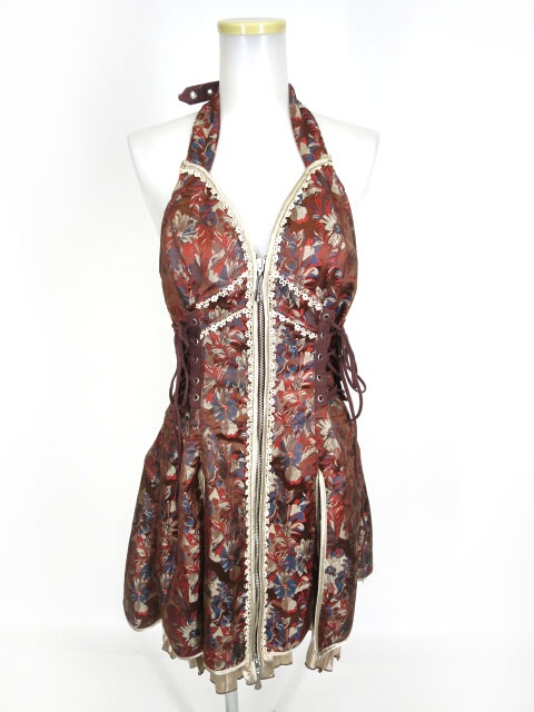 OZZ ONESTE ジャガードホルターネックワンピース