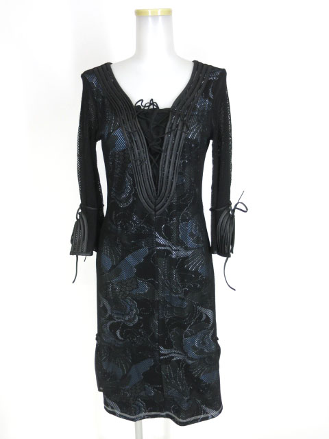 Ozz On メッシュ重ね和柄ワンピース