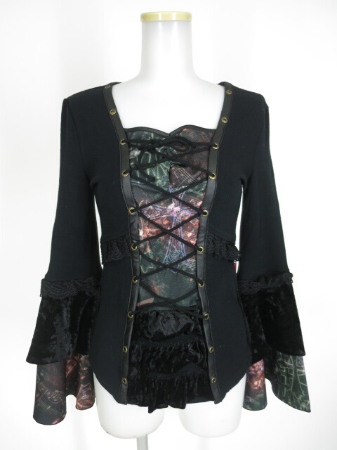 Ozz On hikozoh クロス＆音符柄切替ニットプルオーバー