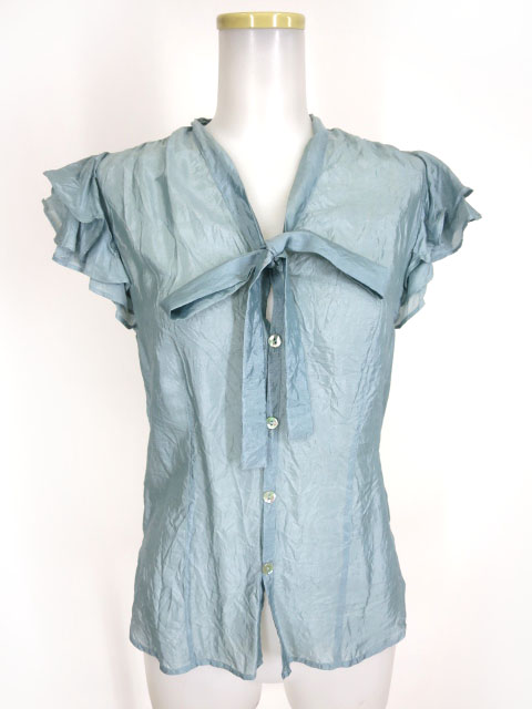 Jean Paul GAULTIER FEMME シワ加工フリルスリーブブラウス