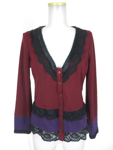 Ozz On レース付きニットカーディガン