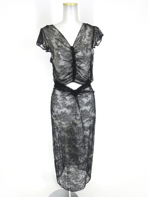 Jean Paul GAULTIER FEMME 総レーストップス&スカート セット