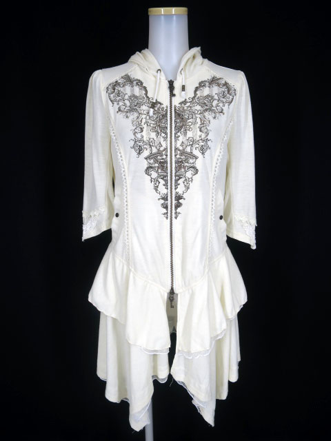 OZZ ONESTE 鍵チャームジップアップ七分袖ロングパーカー