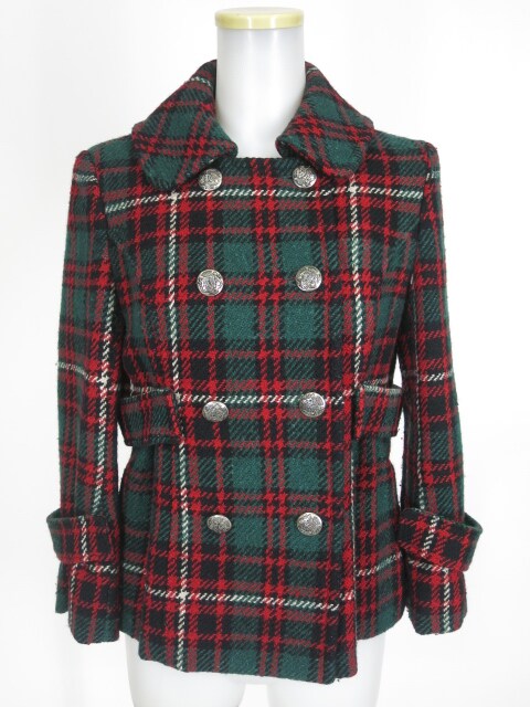 Jane Marple タータンチェック柄ツイードダブルコート