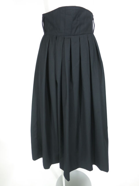 BPN ピンストライプ柄ギャザープリーツロングスカート