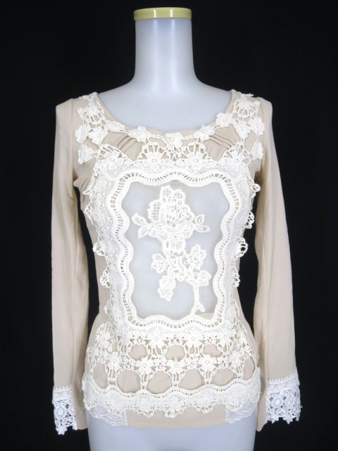 Rozen Kavalier レース付きメッシュチュール長袖カットソー