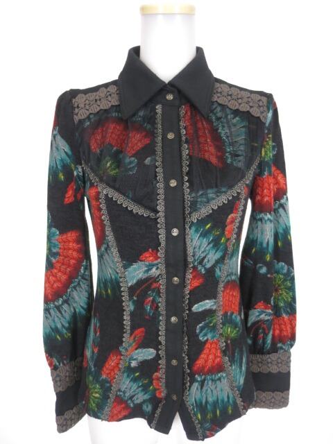 Rozen Kavalier 羽根柄ニットブラウス