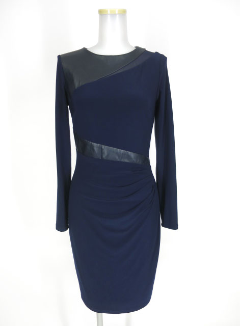 LAUREN RALPH LAUREN 合皮切替ワンピース