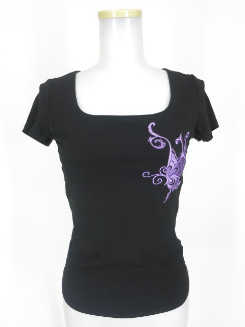 Ozz On バタフライ刺繍 半袖カットソー