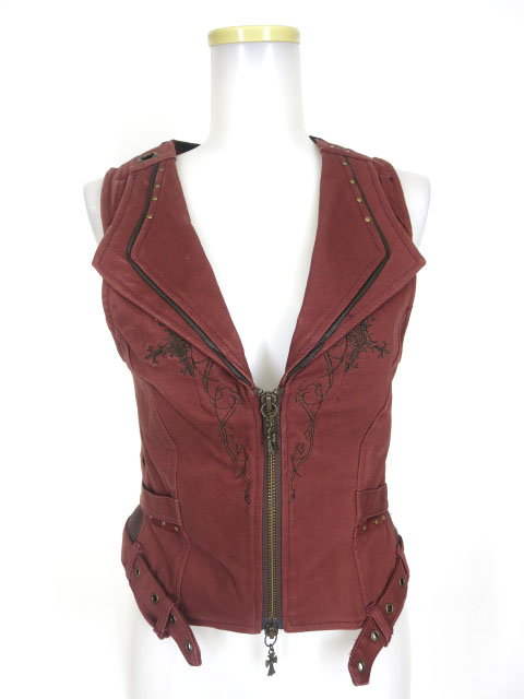 Ozz Croce サイド編み上げ付きジップアップベスト