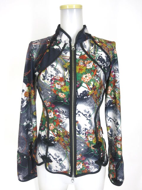 OZZ ONESTE 和チャイナ柄ジップカーディガン