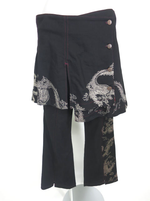 gouk 龍和柄オーバースカート付きパンツ