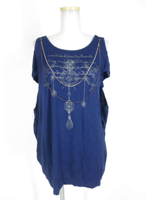 Ozz Croce チェーン付き肩出し半袖カットソー