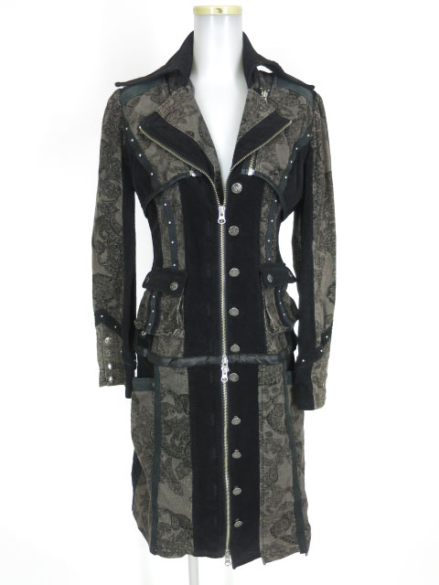 Ozz On hikozoh 切替コーデュロイジップアップコートワンピース