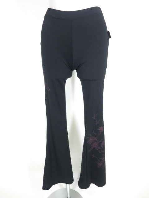 Ozz Croce ローズプリント裾フリルフレアスパッツ