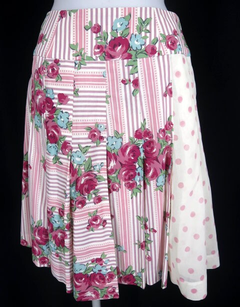 Jane Marple ローズストライプ＆ドット柄切替スカート