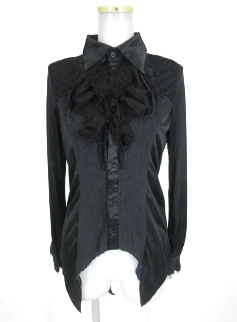 h.NAOTO Blood 楊柳ガーゼ＆シースルー切替ブラウス